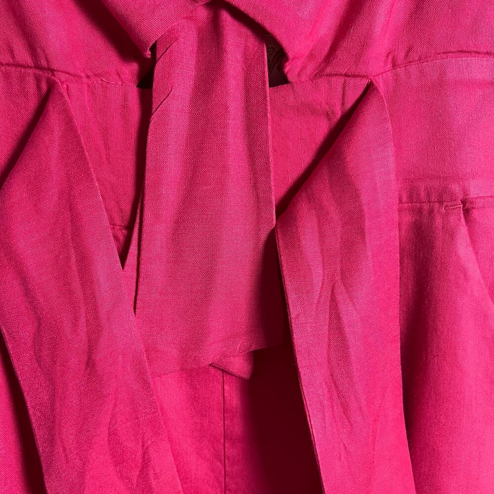 Milly Anya Pink Linen Double Bow Sleeveless Romper Size 6 - Picture 16 of 16